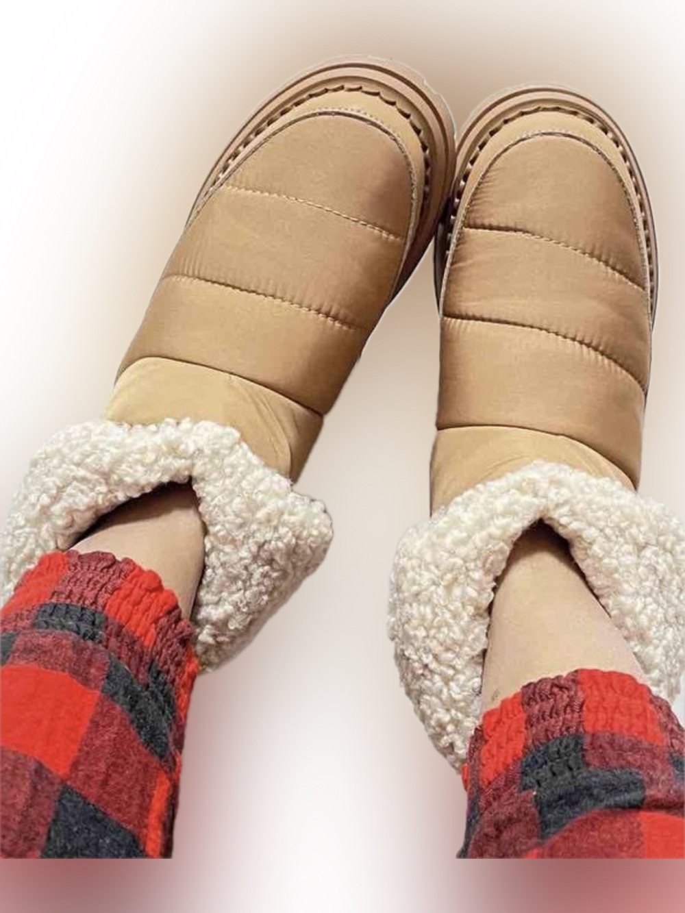 Sam Edelman Women's Ozie Tan Nylon Shearling Cuffed Slip-On Booties